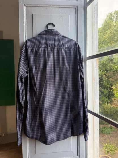 Boss Orange Purple Plaid Mens Shirt, Branded Button Down, Luxury Preppy menswear, Size M