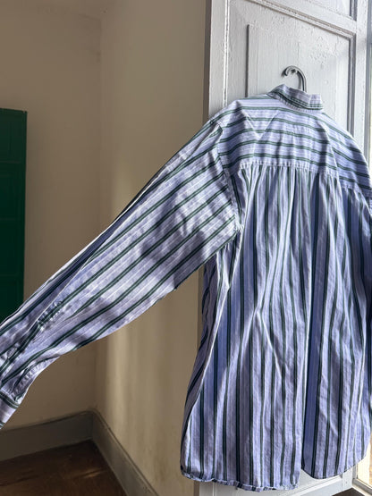 Vintage Burberry London Striped Shirt Mens Blue Button Down Luxury Cotton Old Money Designer Oversized XL