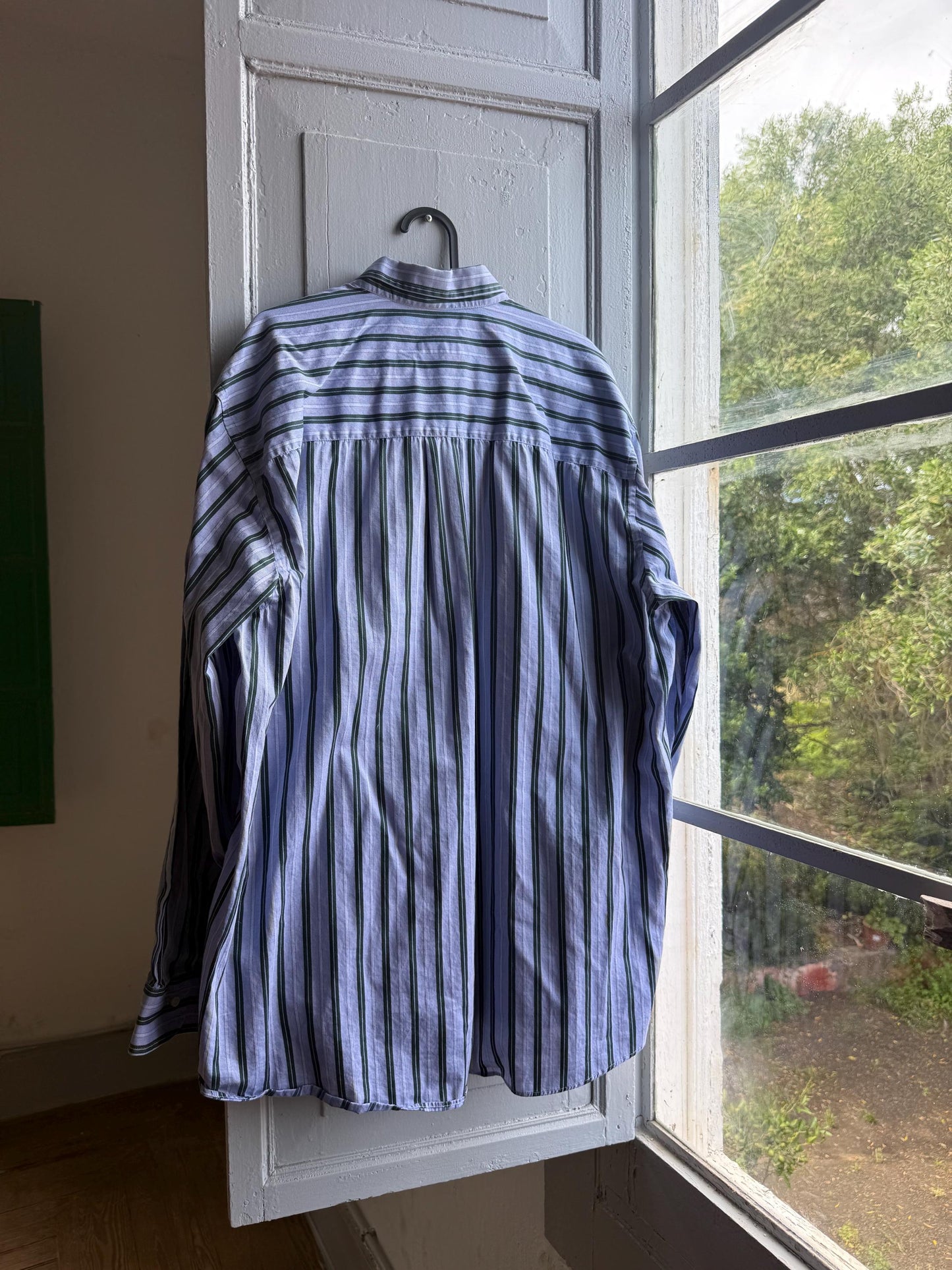 Vintage Burberry London Striped Shirt Mens Blue Button Down Luxury Cotton Old Money Designer Oversized XL