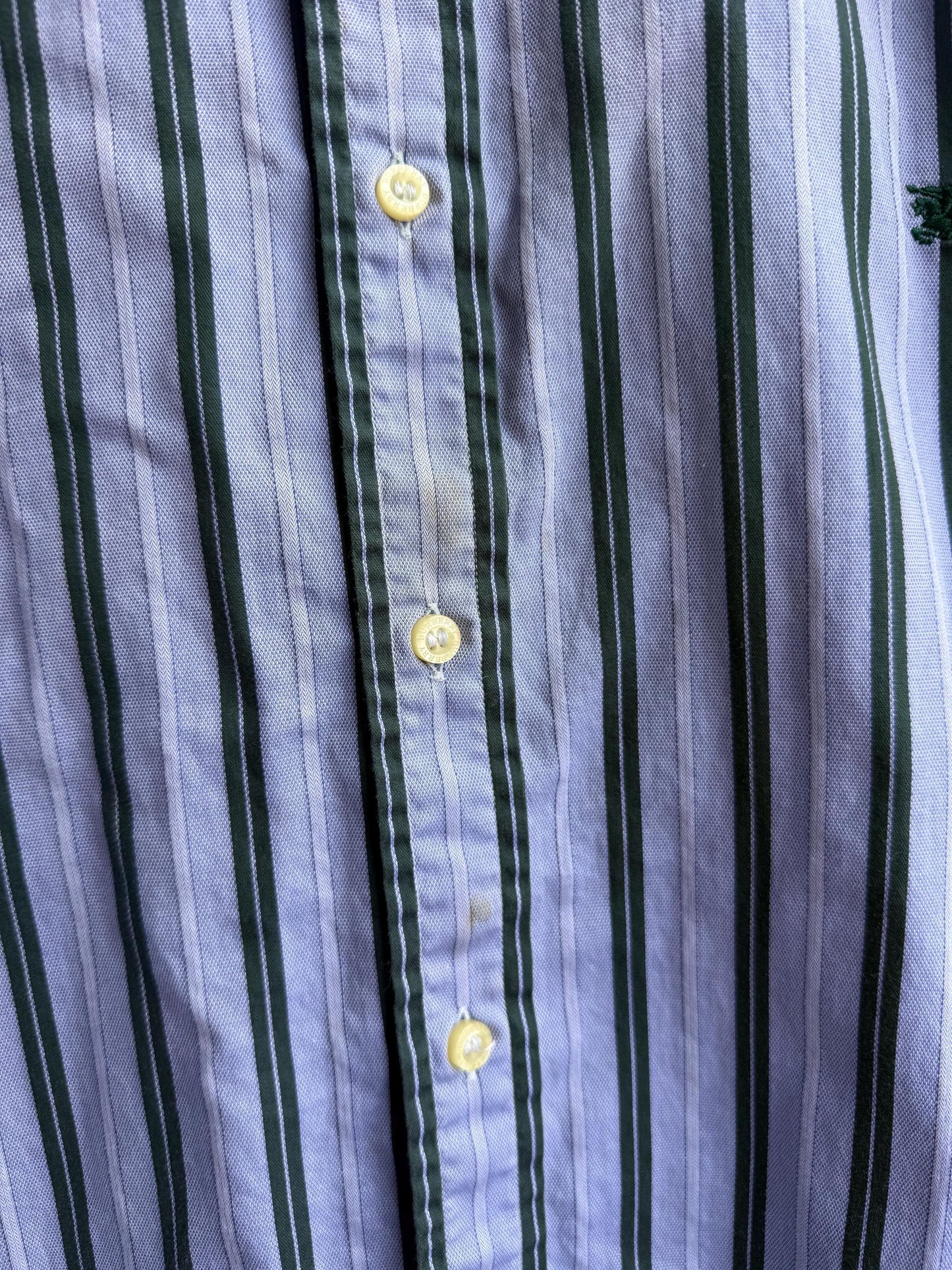 Vintage Burberry London Striped Shirt Mens Blue Button Down Luxury Cotton Old Money Designer Oversized XL