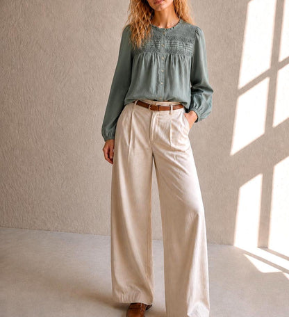 Romantic Sage Green Cotton Blouse, Womens size XXS Prairie Top, Cottagecore Feminine Button Shirt