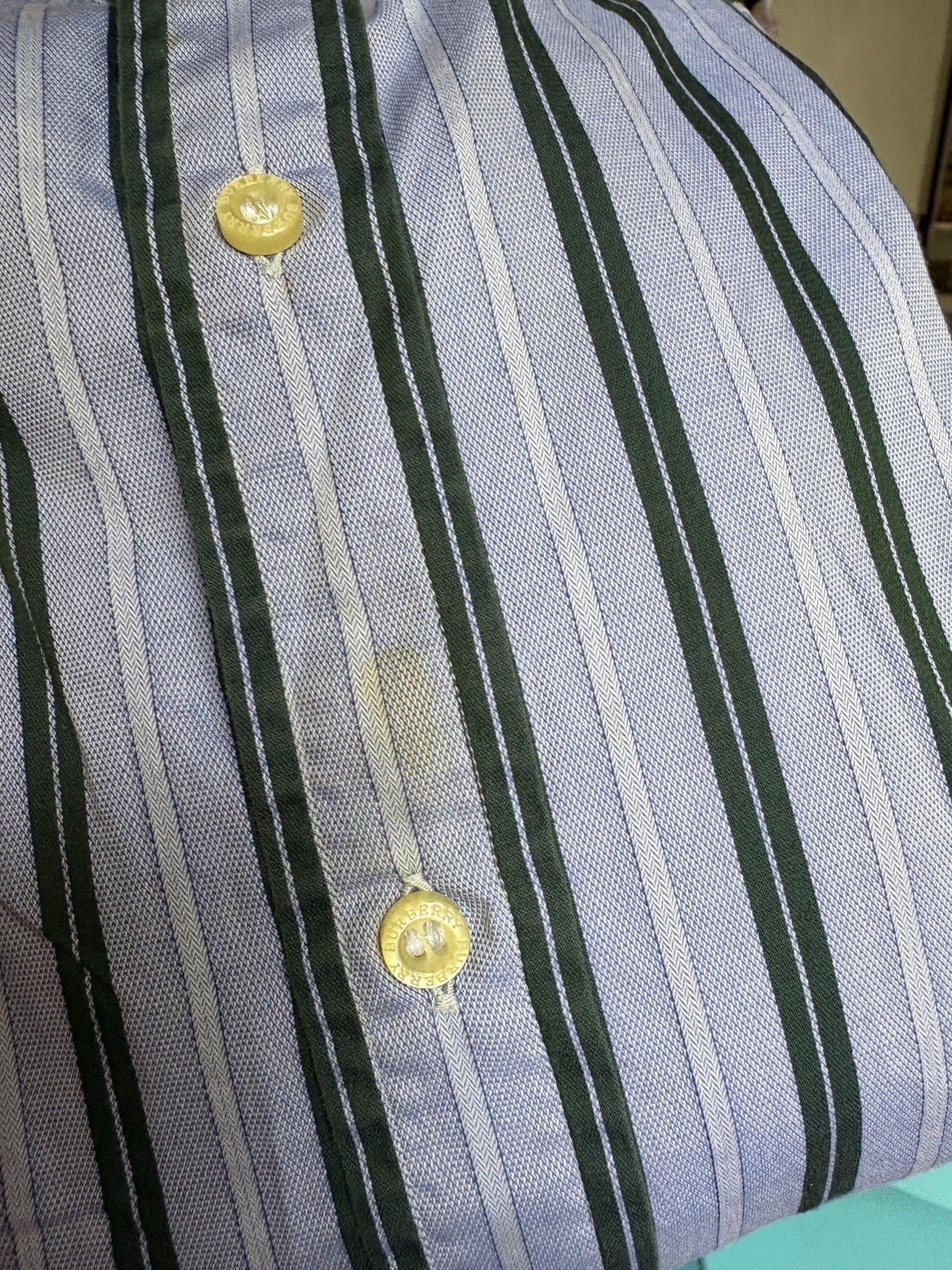 Vintage Burberry London Striped Shirt Mens Blue Button Down Luxury Cotton Old Money Designer Oversized XL