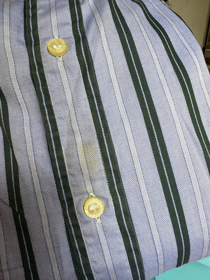 Vintage Burberry London Striped Shirt Mens Blue Button Down Luxury Cotton Old Money Designer Oversized XL