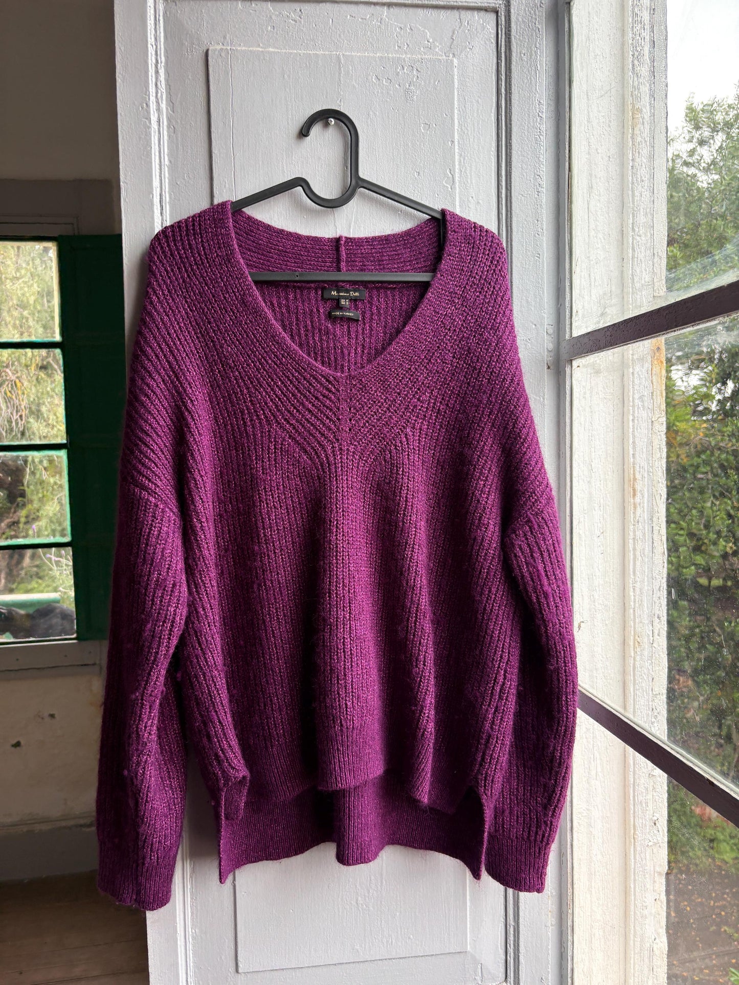 Massimo Dutti Purple Wool Blend Jumper, Women Oversized Knit, Relaxed Sweater, Cozy Minimalist aesthetic, Size M