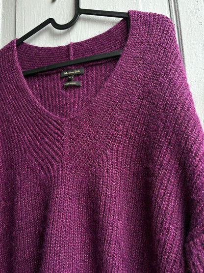 Massimo Dutti Purple Wool Blend Jumper, Women Oversized Knit, Relaxed Sweater, Cozy Minimalist aesthetic, Size M