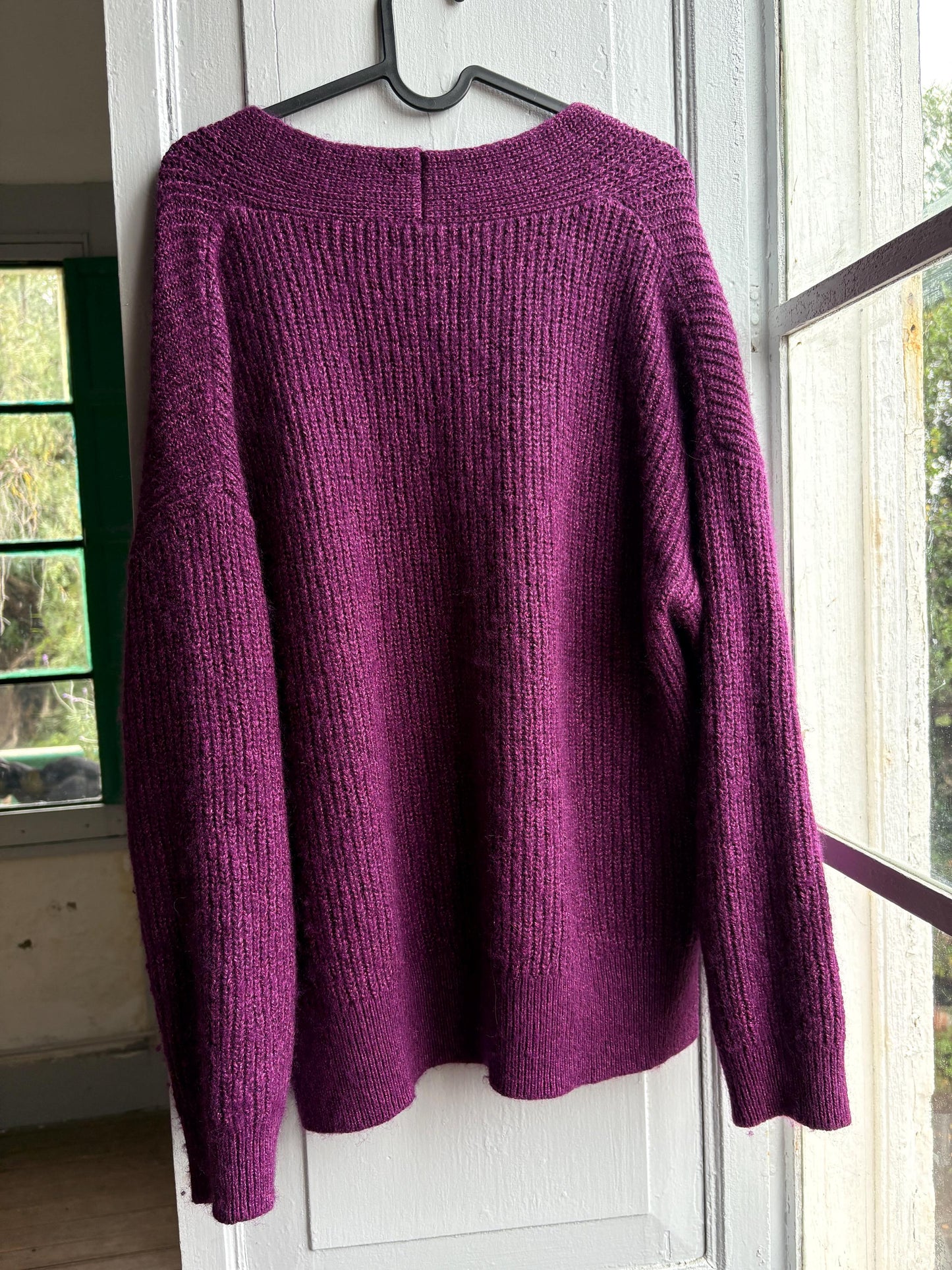 Massimo Dutti Purple Wool Blend Jumper, Women Oversized Knit, Relaxed Sweater, Cozy Minimalist aesthetic, Size M