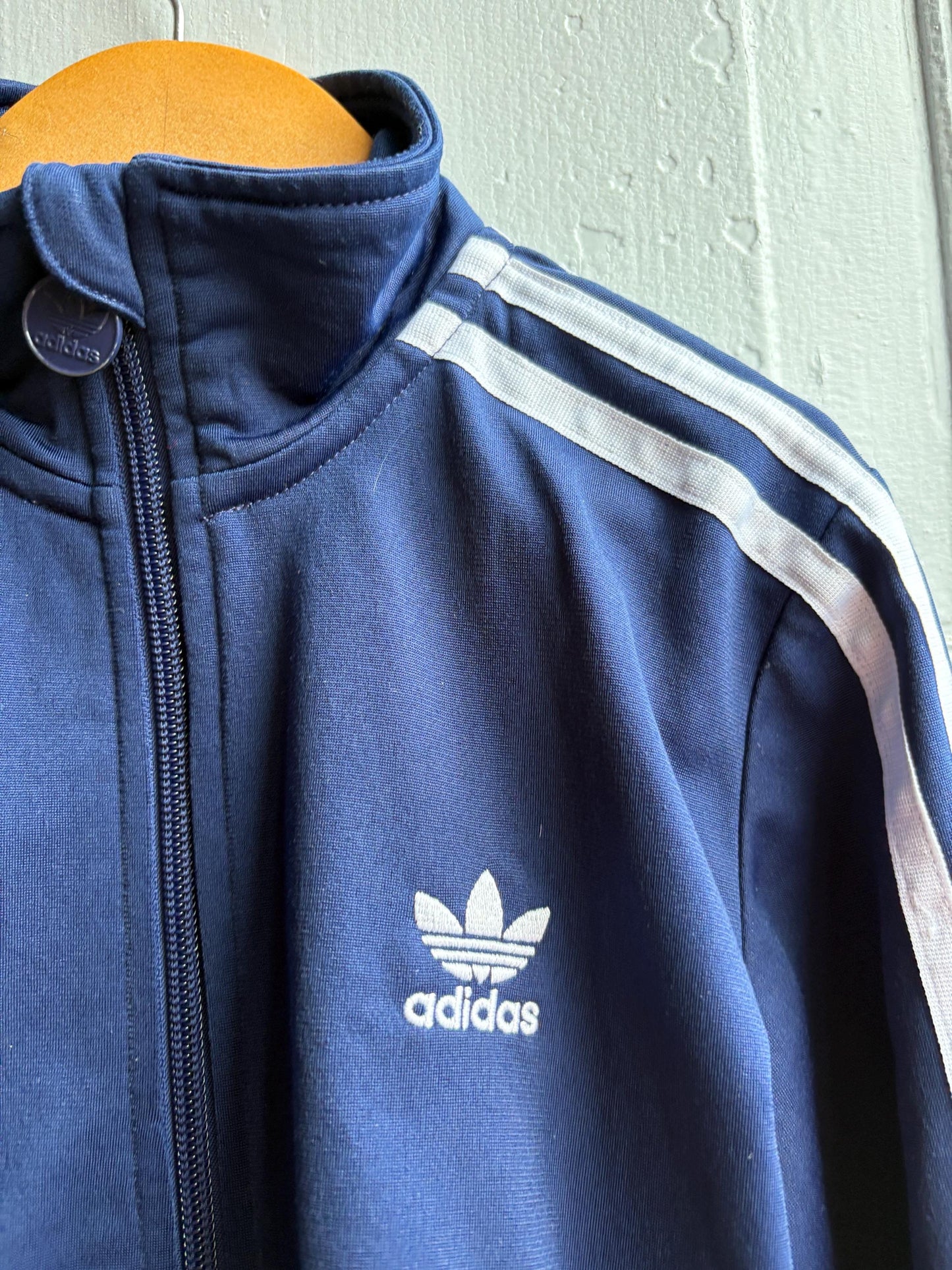 Adidas Kids Track Jacket, Navy Blue Zip Up Sportswear, 3 Stripe Jacket, Vintage Boys Age 10