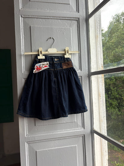 Vintage Denim Cowgirl Skirt For Kids — back view