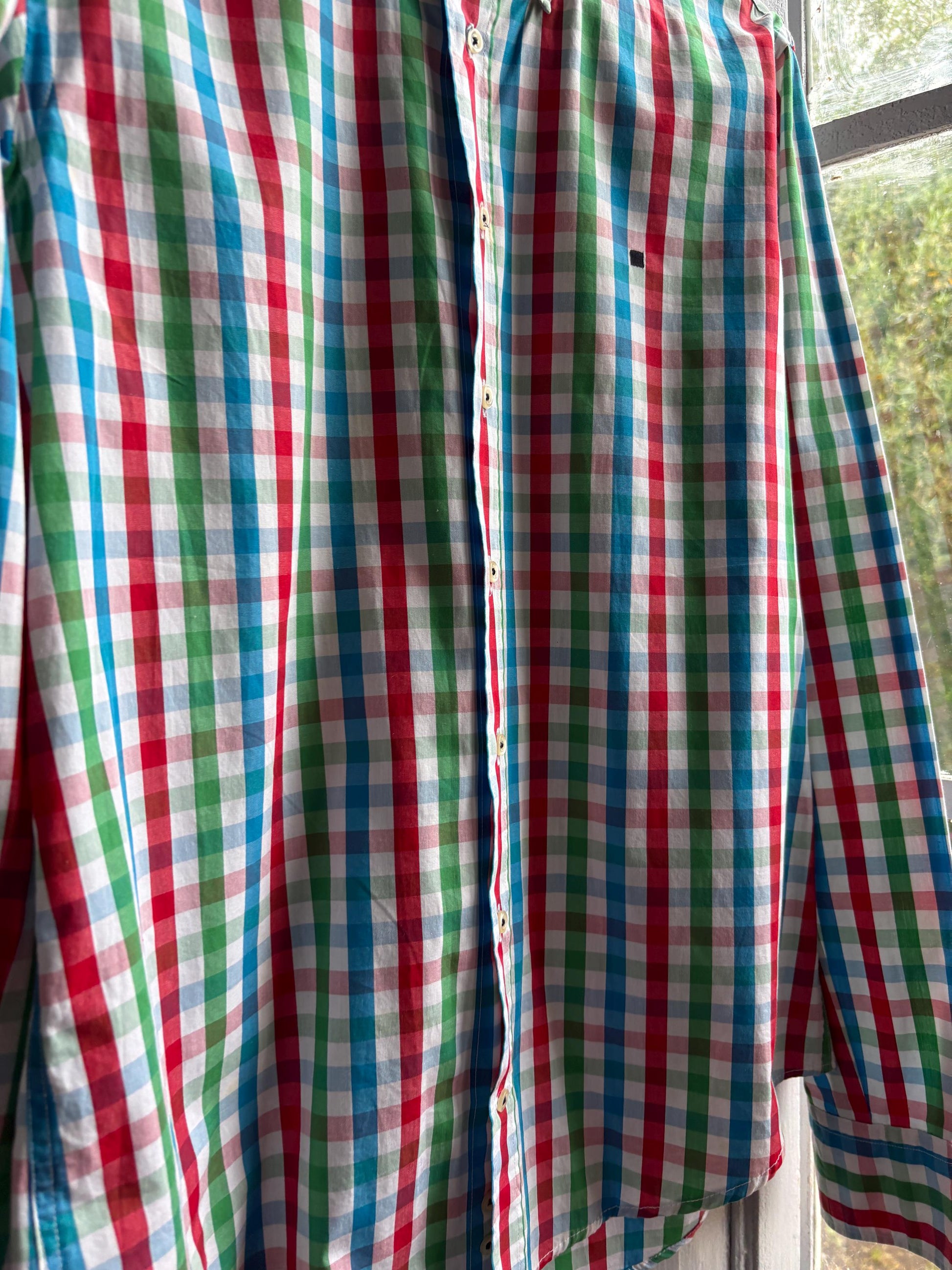 Purificación García Men Check Shirt, Colourful Cotton Button Down, Preppy Luxury Gingham Plaid Summer Shirt
