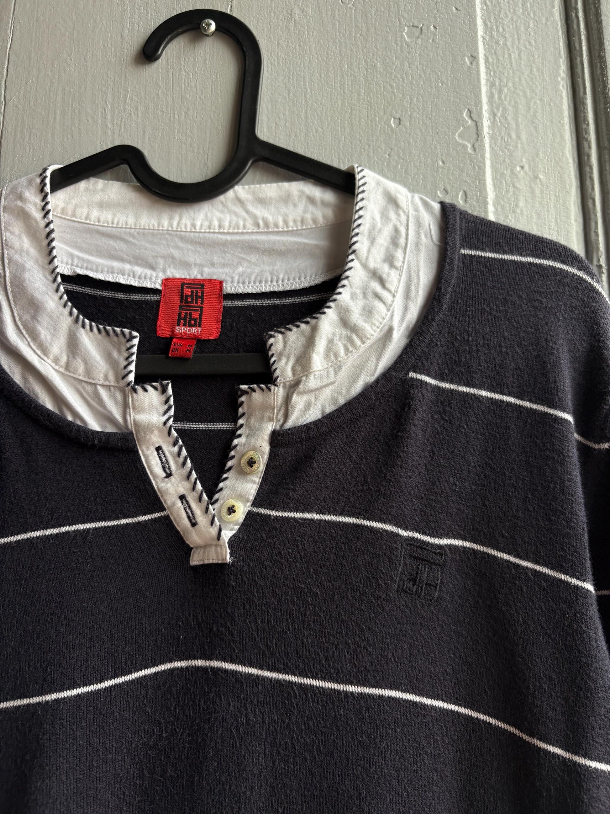 Navy Striped Cotton Layered Shirt — additional view 11