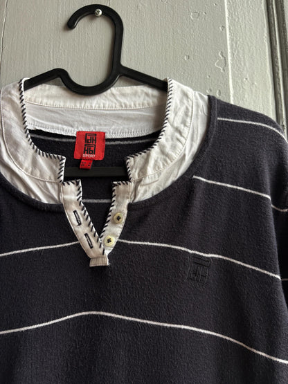 Navy Striped Cotton Layered Shirt — additional view 11