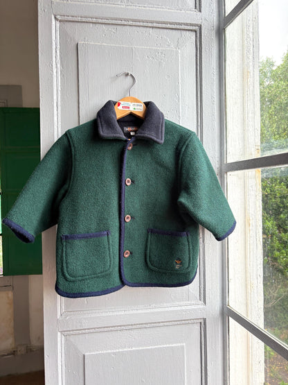 Vintage Green Wool Toddler Coat — detail