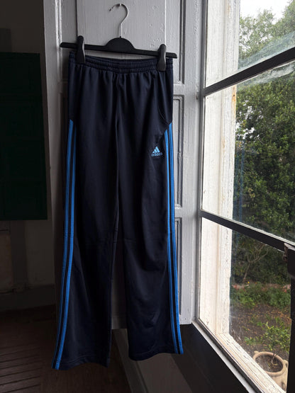 Vintage Adidas Track Pants, Y2K Sportswear, Navy Blue Wide Leg Joggers, Kids Teen 14A fashion