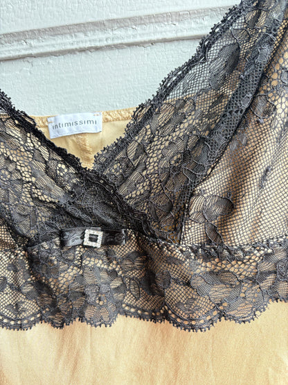 Silk Lace Slip Dress in Beige Black — additional view 10