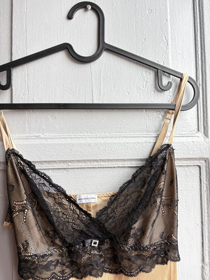 Silk Lace Slip Dress in Beige Black — additional view 12