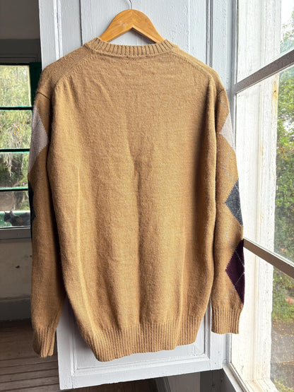 Pedro Del Hierro Argyle Jumper, Mens Luxury Knit, Italian Yarn, Christmas Sweater, Wool Blend, Size XL