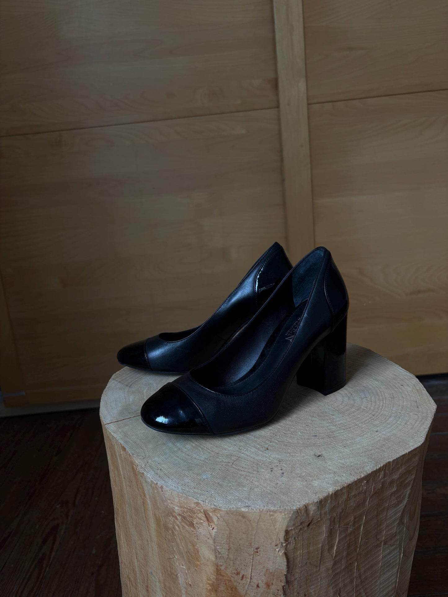 Black Leather Block Heel High Heels — additional view 10