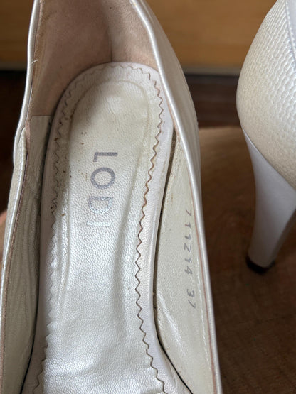 Ivory Leather Peep Toe Heels — additional view 12