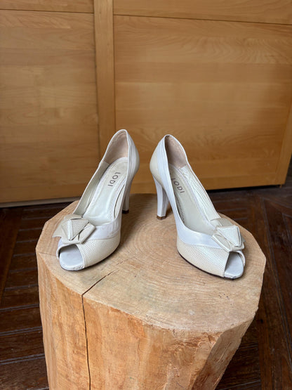 Ivory Leather Peep Toe Heels — additional view 10