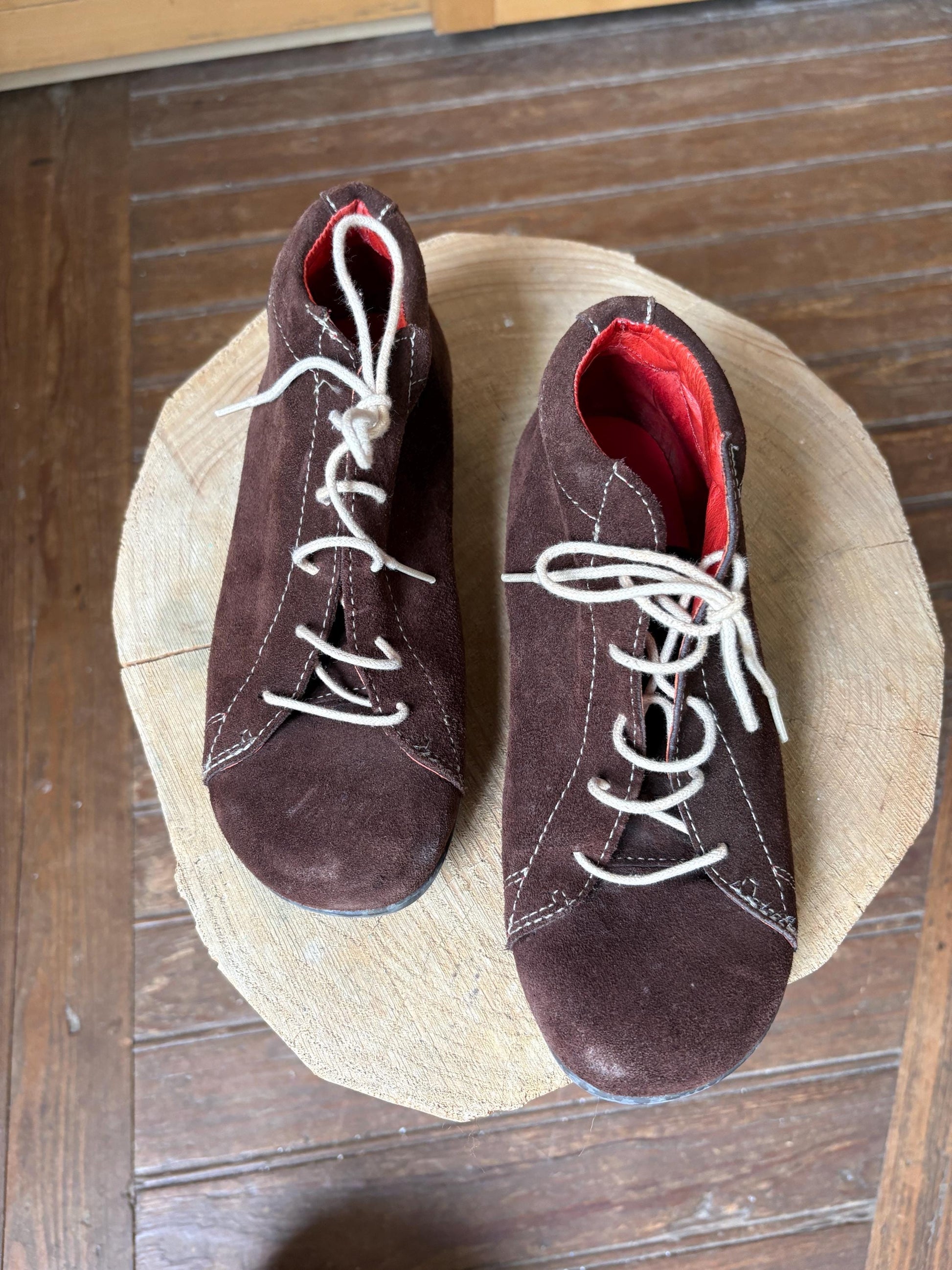 Vintage Brown Suede Lace-Up Sneakers — additional view 6