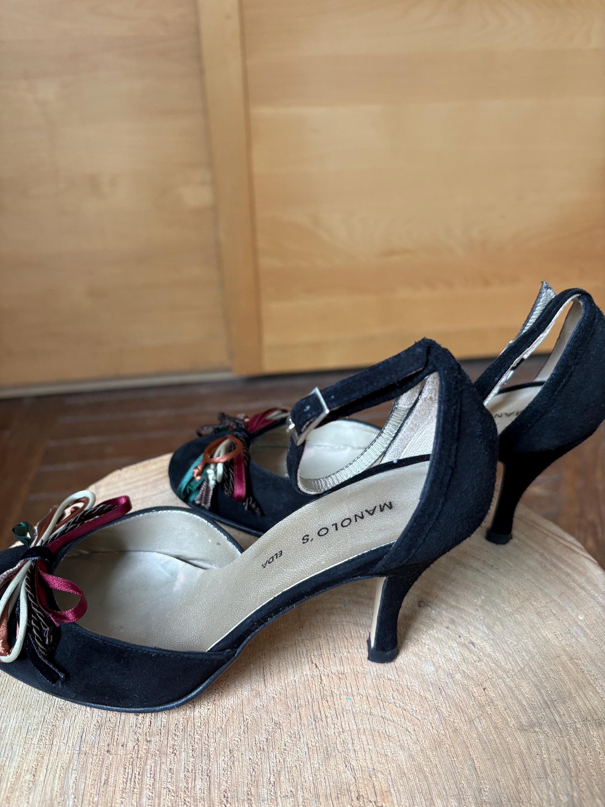 Black Suede Peep Toe Heels — additional view 8
