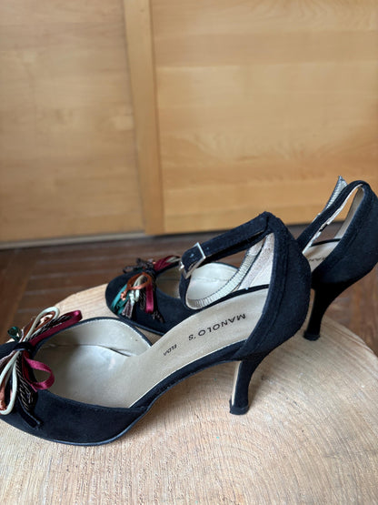 Black Suede Peep Toe Heels — additional view 8