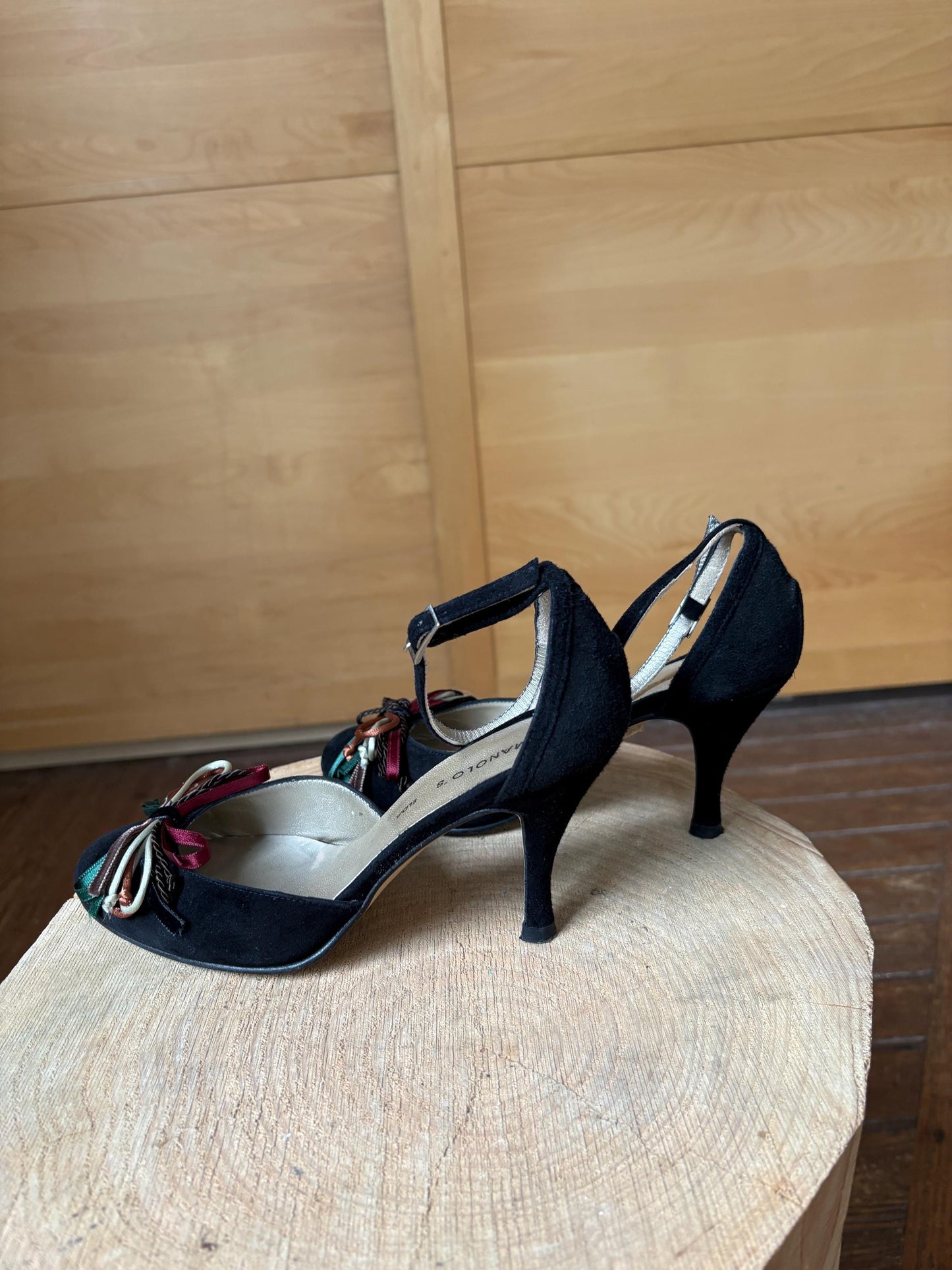 Black Suede Peep Toe Heels — additional view 9