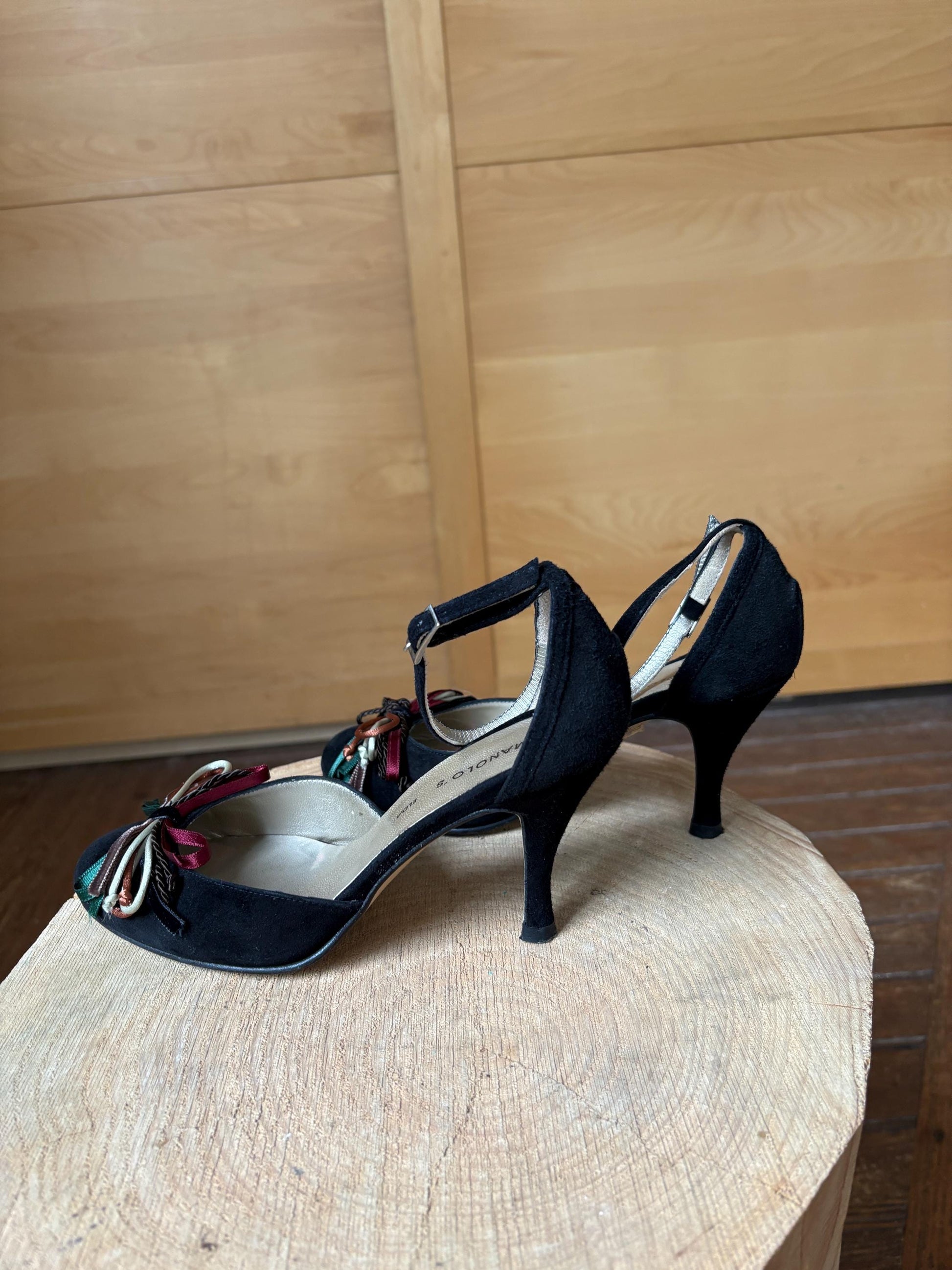 Black Suede Peep Toe Heels — additional view 9