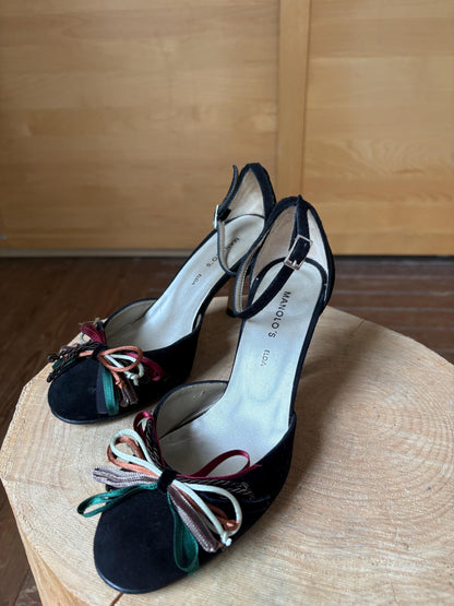 Black Suede Peep Toe Heels — additional view 10