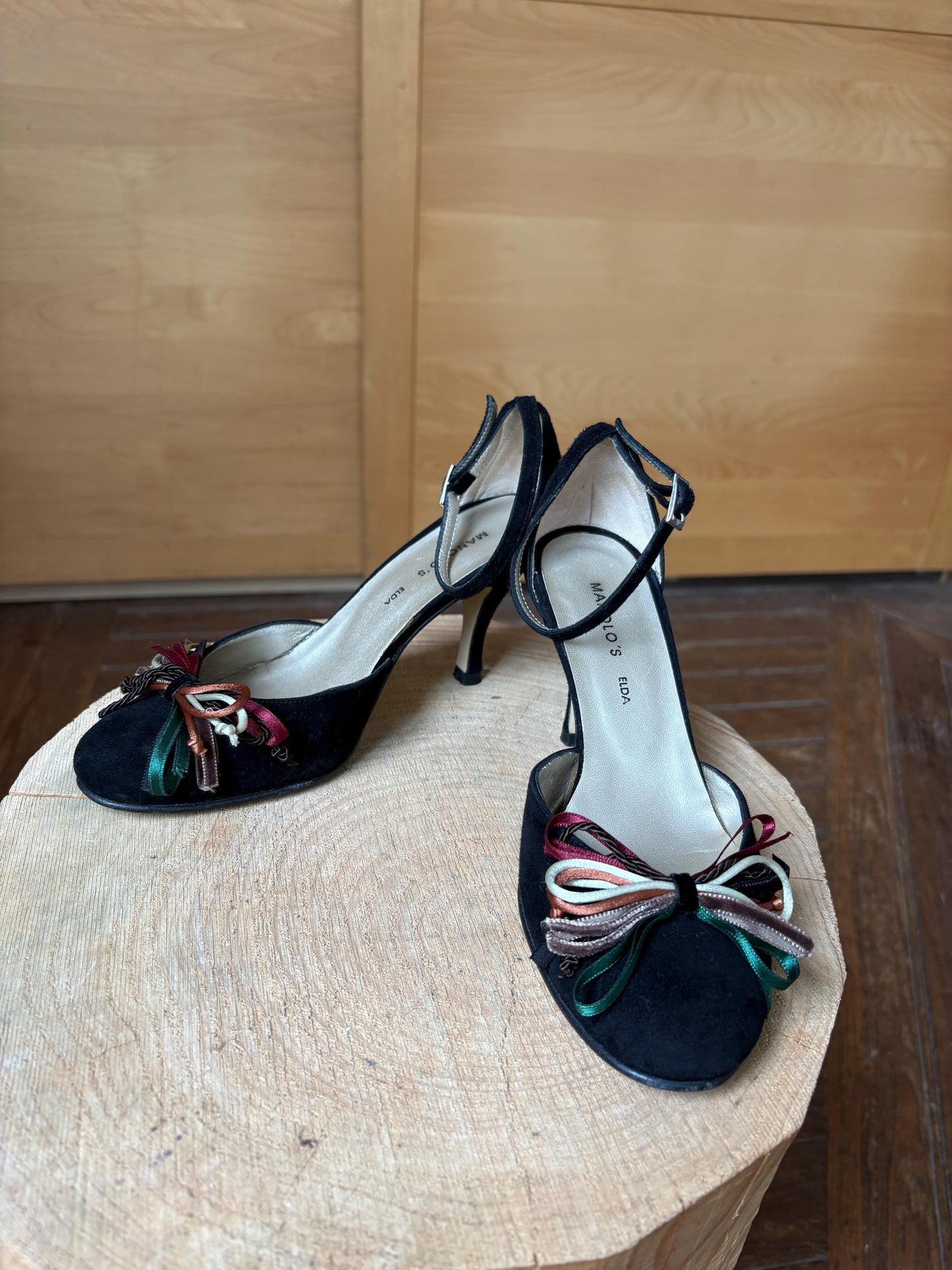 Black Suede Peep Toe Heels — additional view 15