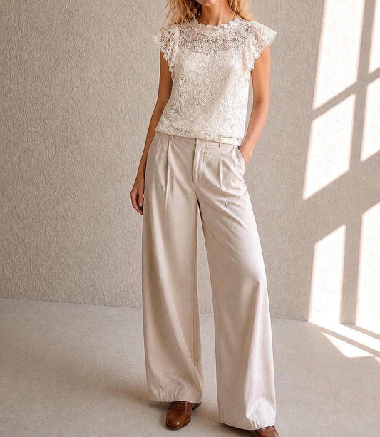 Lace woman Blouse, Romantic Cream Top, Coquette Feminine Sheer shirt, Boho Chic camisole, S