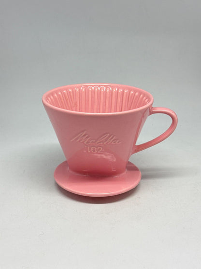 Vintage pink porcelain coffee dripper, Melitta 102, retro kitchen decor