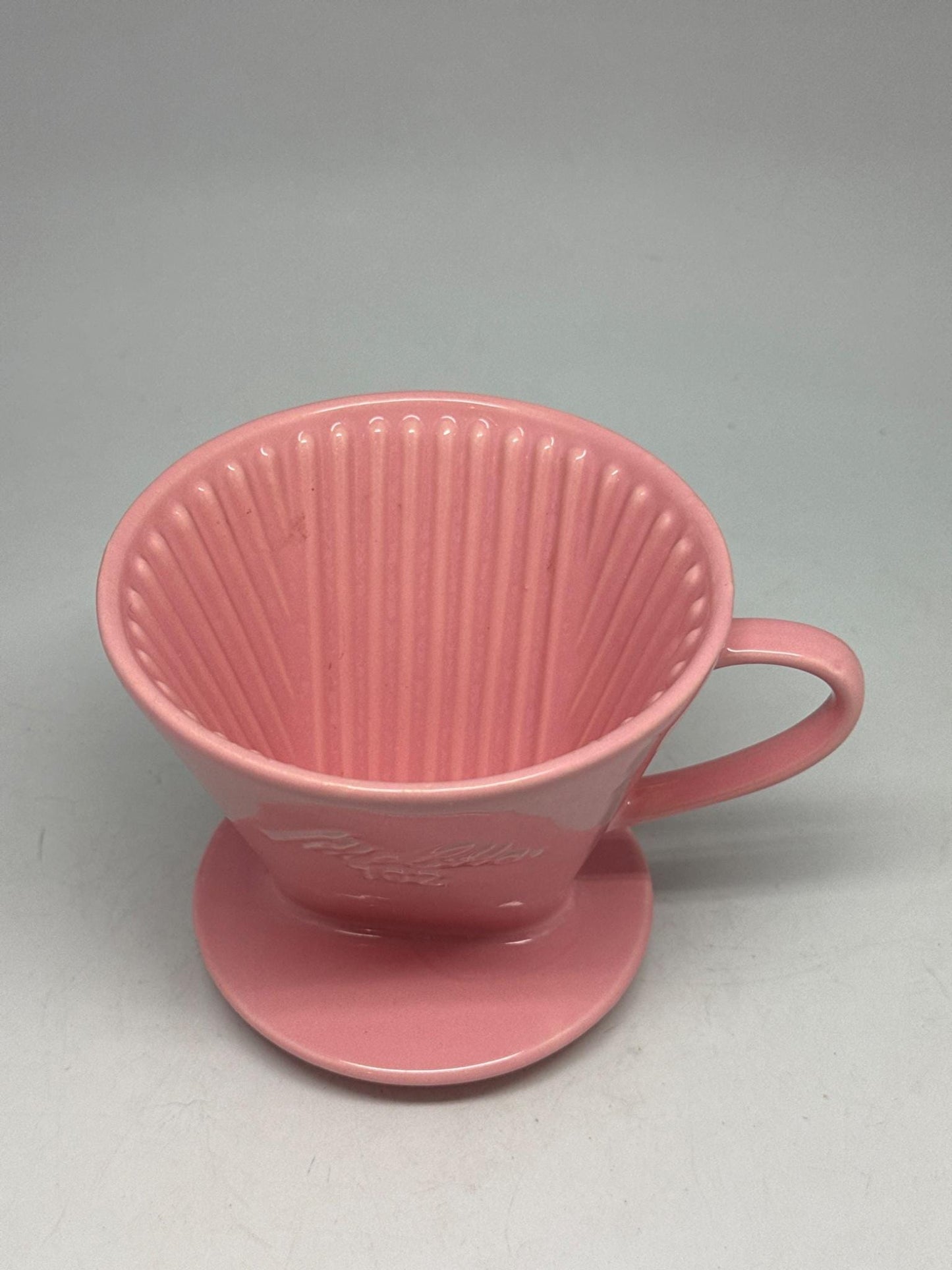 Vintage pink porcelain coffee dripper, Melitta 102, retro kitchen decor