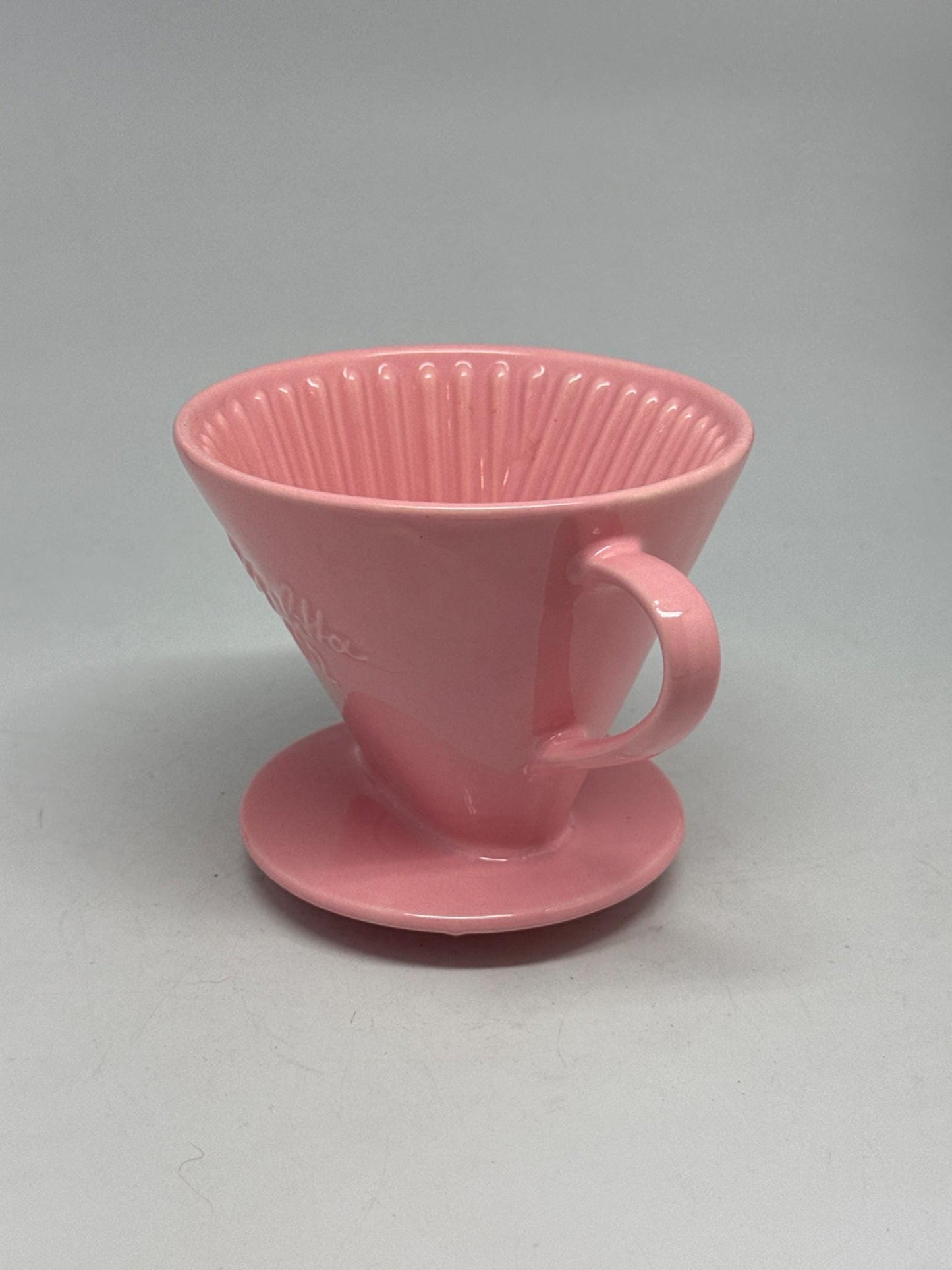 Vintage pink porcelain coffee dripper, Melitta 102, retro kitchen decor