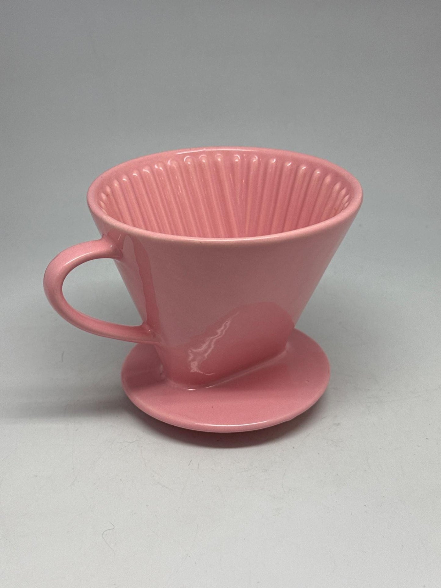 Vintage pink porcelain coffee dripper, Melitta 102, retro kitchen decor
