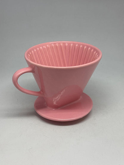 Vintage pink porcelain coffee dripper, Melitta 102, retro kitchen decor