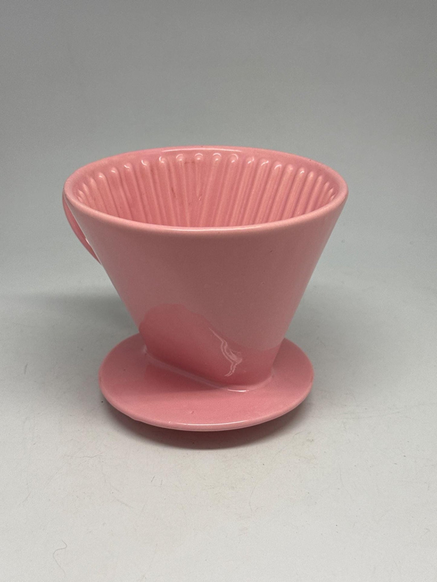 Vintage pink porcelain coffee dripper, Melitta 102, retro kitchen decor
