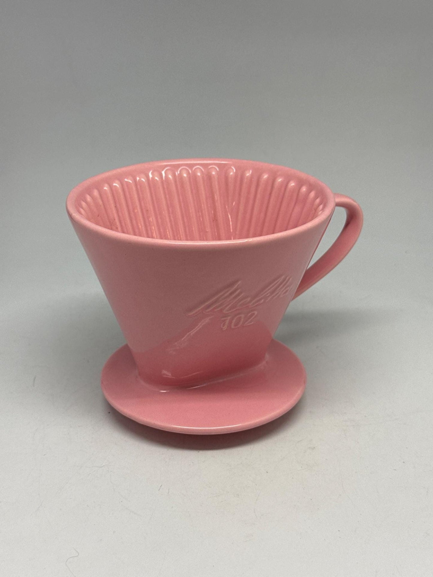 Vintage pink porcelain coffee dripper, Melitta 102, retro kitchen decor