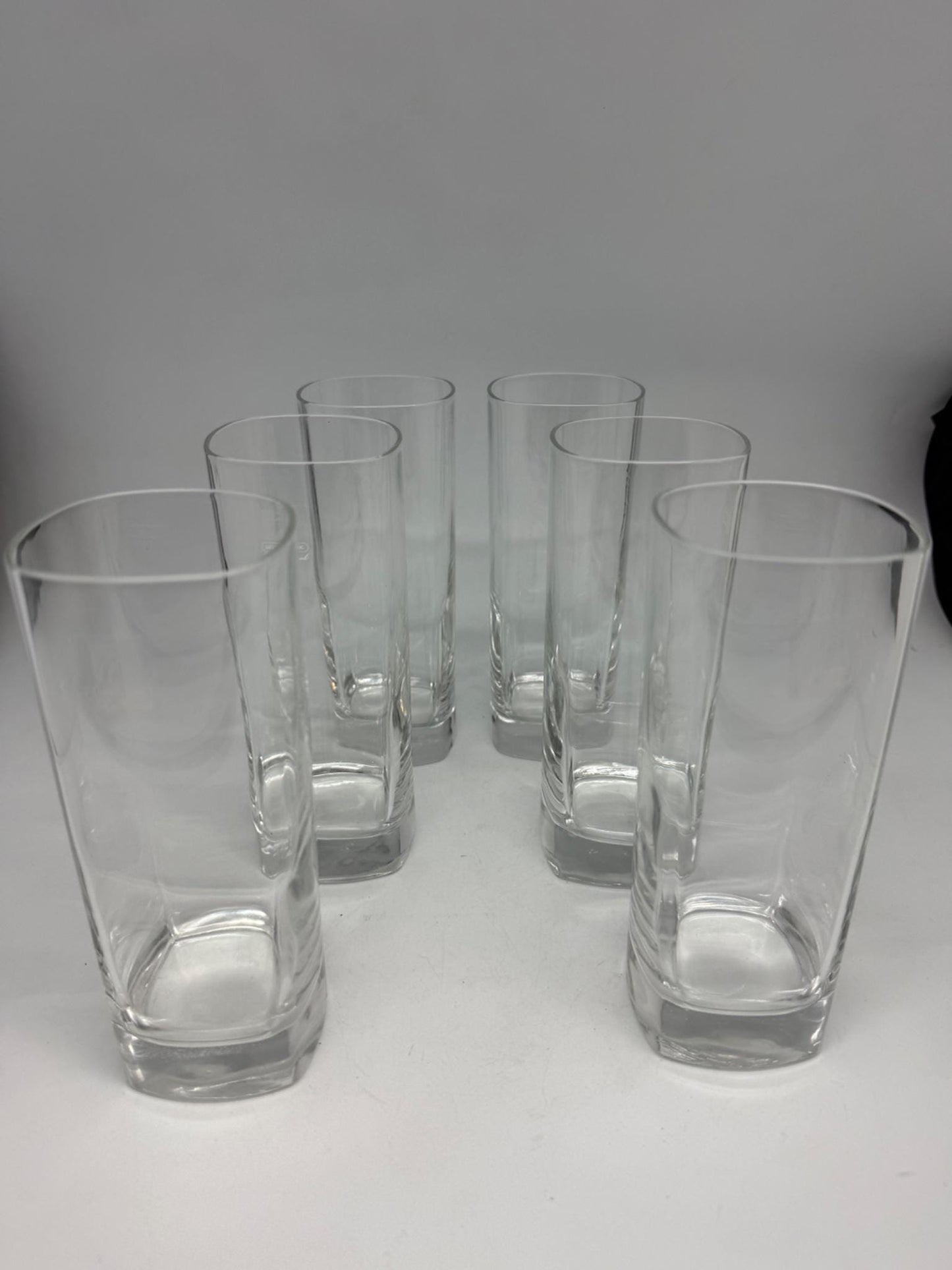 Italian Design Clear Glass Highball Tumblers Set — back view