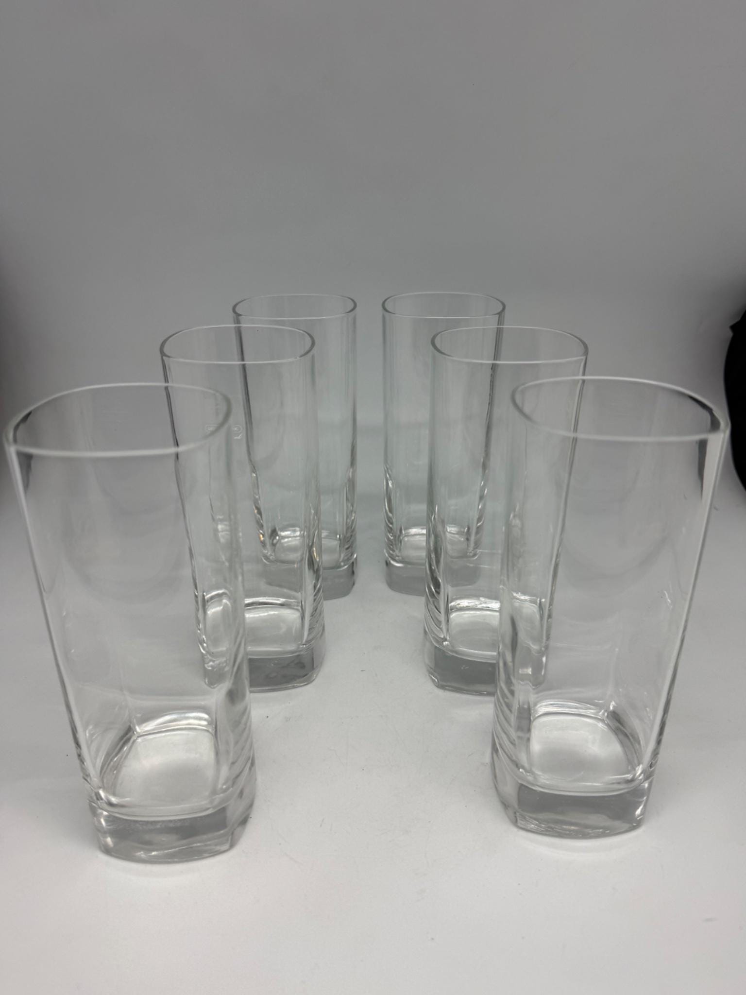 Italian Design Clear Glass Highball Tumblers Set — back view