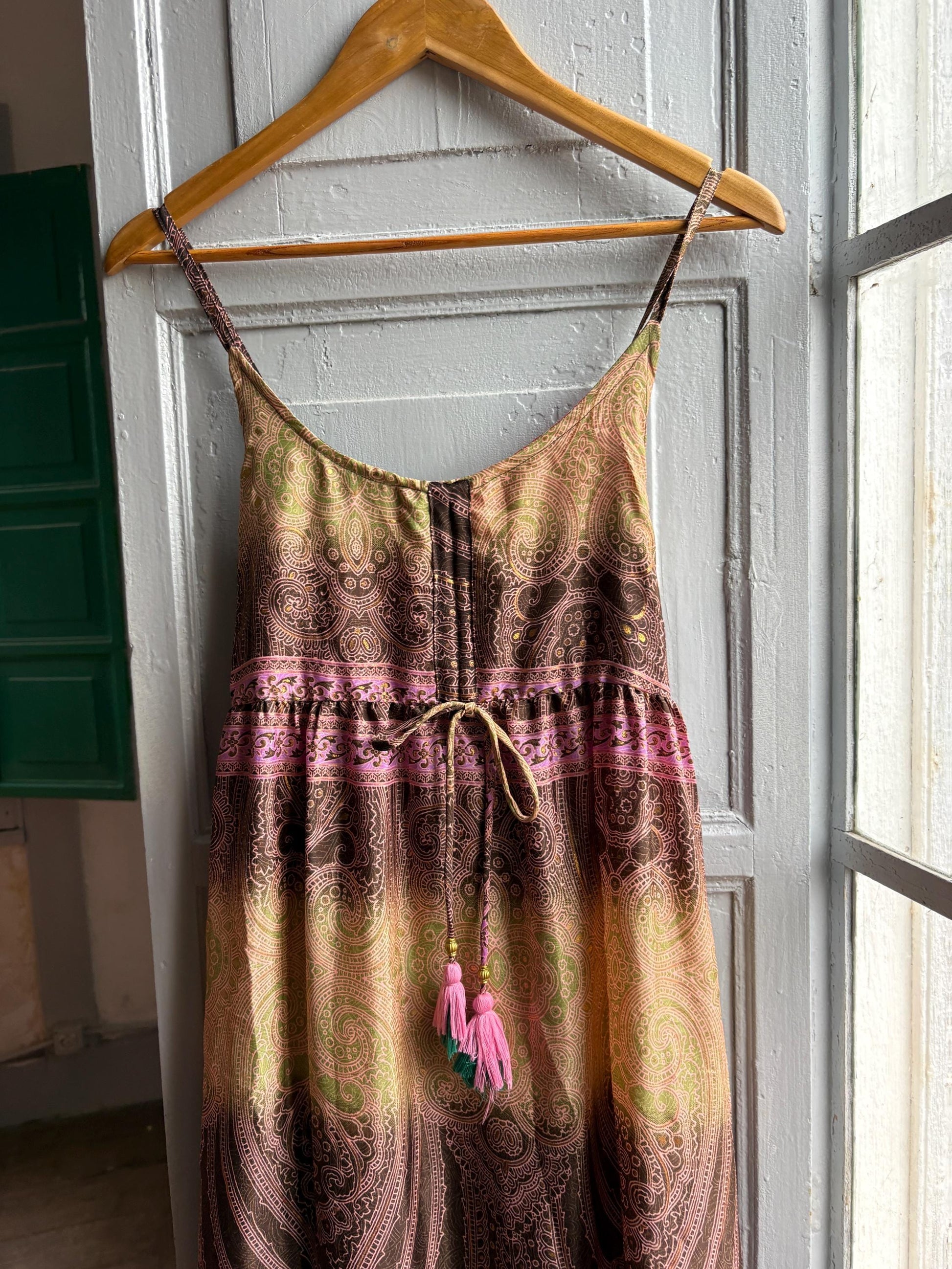 Silk Paisley Maxi Dress — fabric close-up