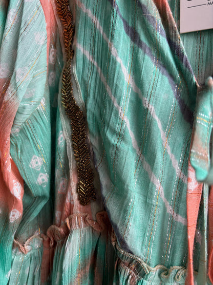 Bohemian Mallorca Summer Dress With Beaded Detail — back view