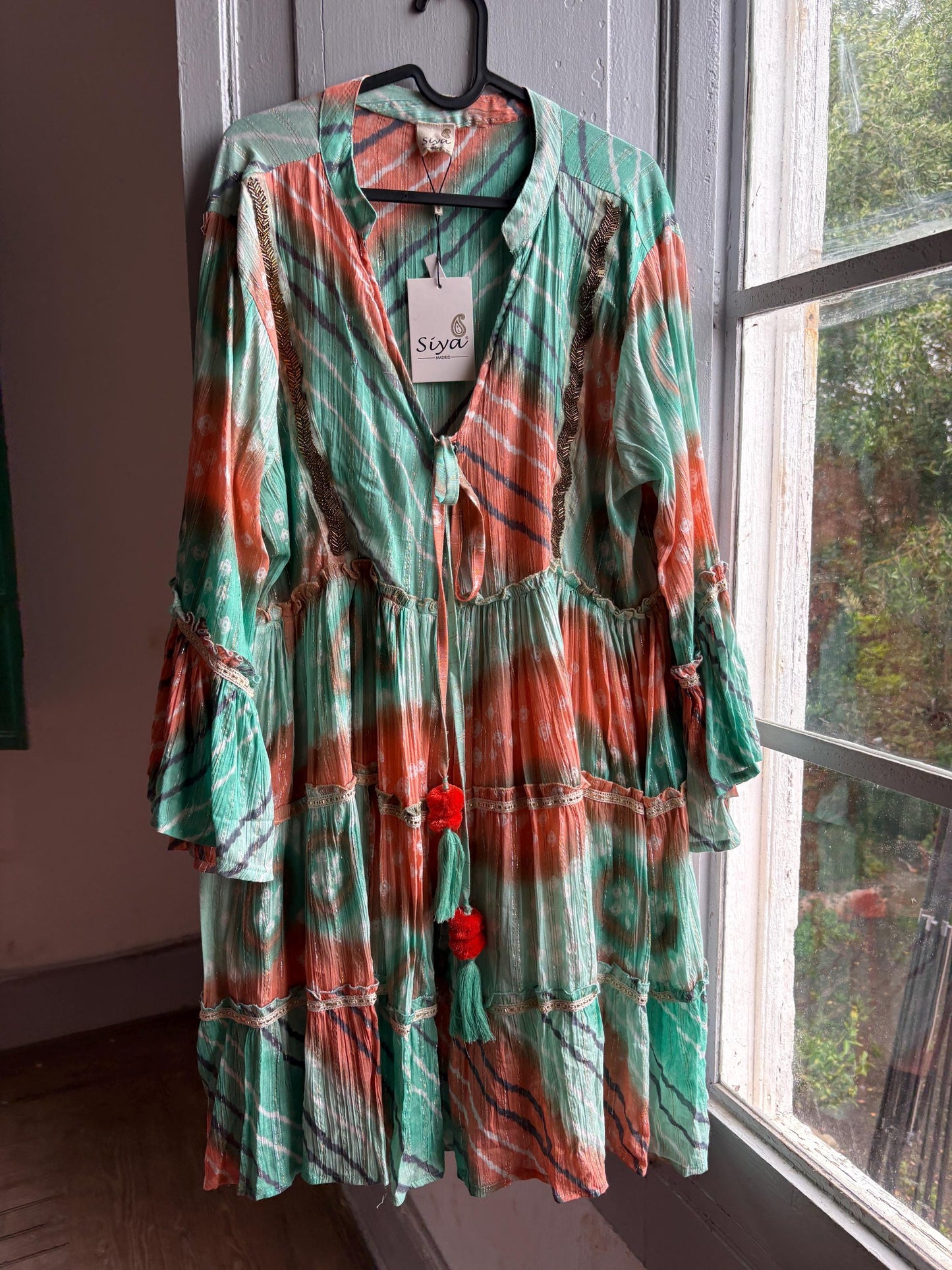 Bohemian Mallorca Summer Dress With Beaded Detail — detail
