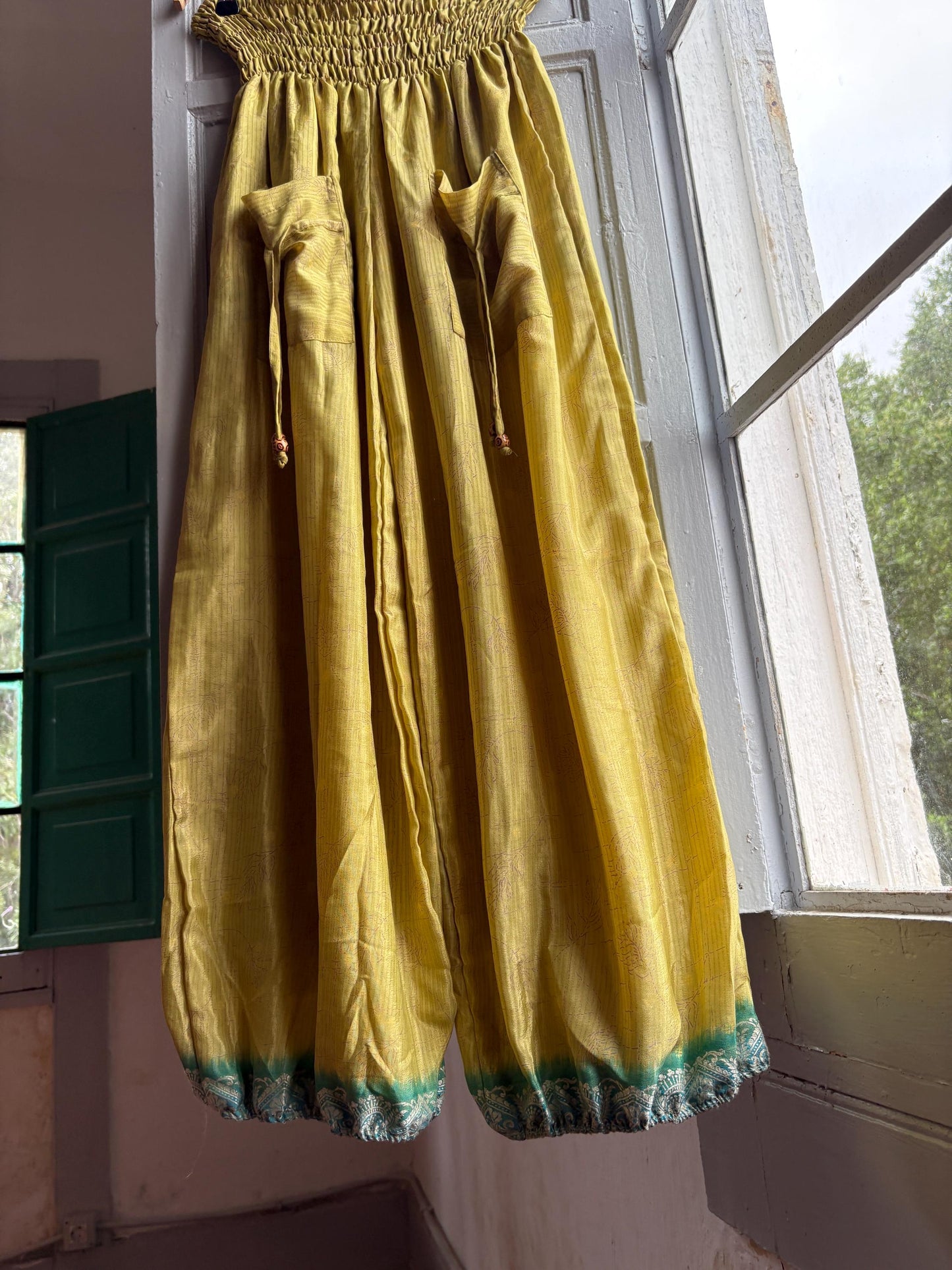 Vintage Silk Green Paisley Pants — additional view 12