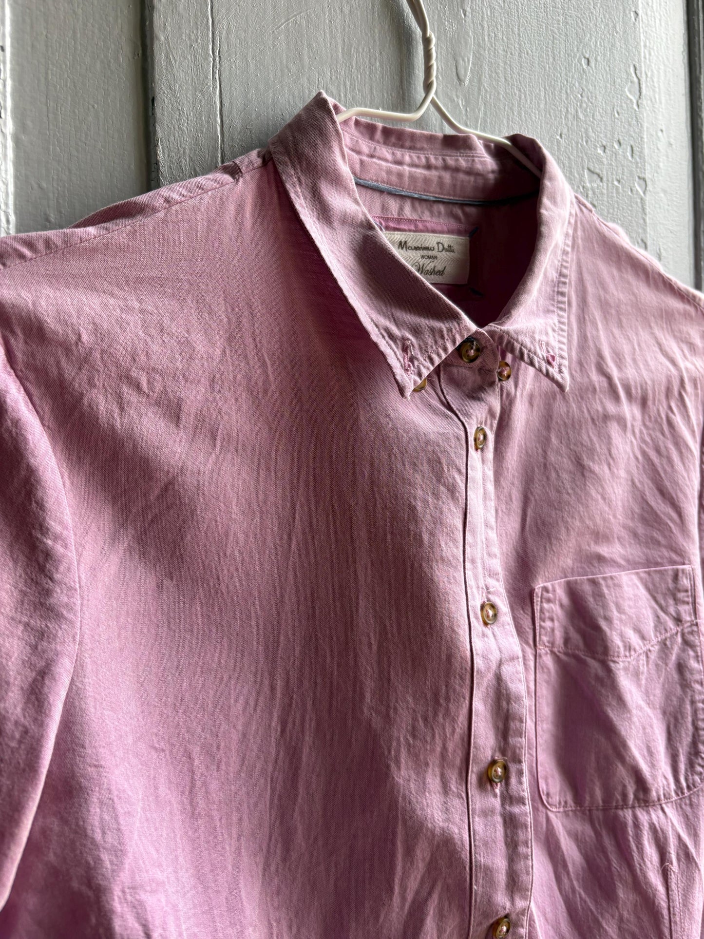 Massimo Dutti Pink Cotton Shirt, Women Button Down Blouse, Minimalist Preppy Luxury style, Casual Chic Top,