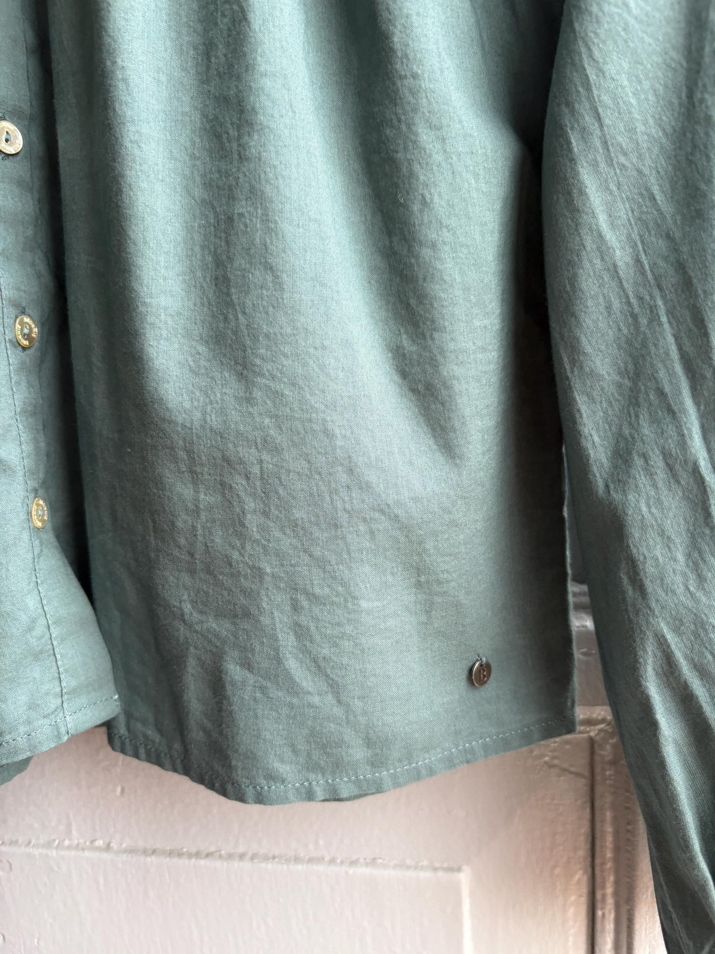 Romantic Sage Green Cotton Blouse, Womens size XXS Prairie Top, Cottagecore Feminine Button Shirt