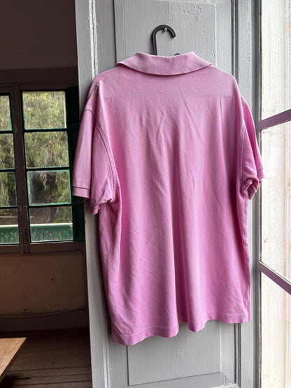 Vintage Burberry London Pink Polo Shirt, Mens Cotton branded wear, Made In Spain Luxury preppy golf style, Size L