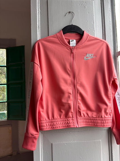 Nike Kids sports Jacket Pink Zip Up, Sportswear Girls Track Jacket, Y2K Athletic Streetwear, Size 146 - 156