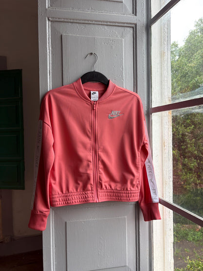 Nike Kids sports Jacket Pink Zip Up, Sportswear Girls Track Jacket, Y2K Athletic Streetwear, Size 146 - 156