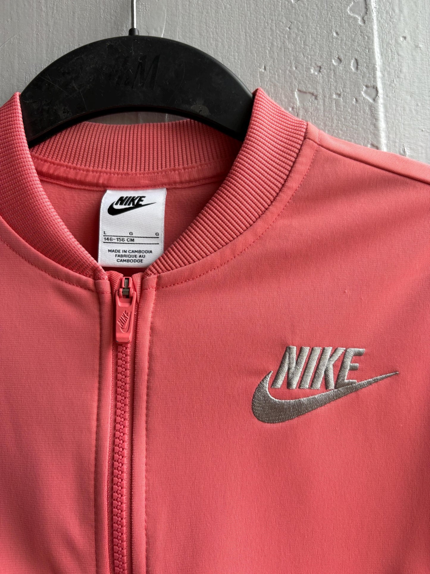 Nike Kids sports Jacket Pink Zip Up, Sportswear Girls Track Jacket, Y2K Athletic Streetwear, Size 146 - 156